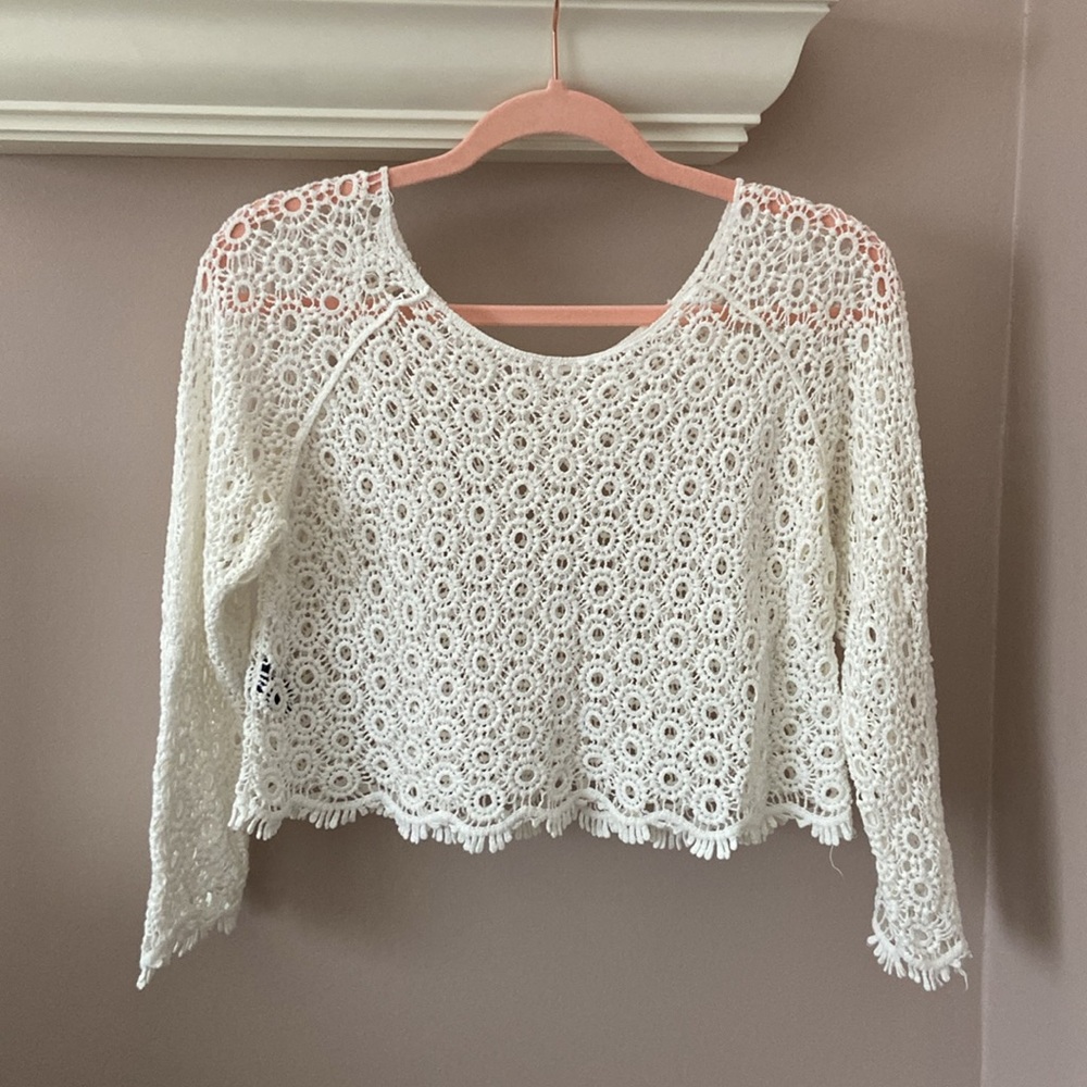 Sacred threads cropped macramé top